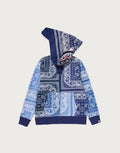 Paisley Full-Zip Graphic Hoodie - Navy