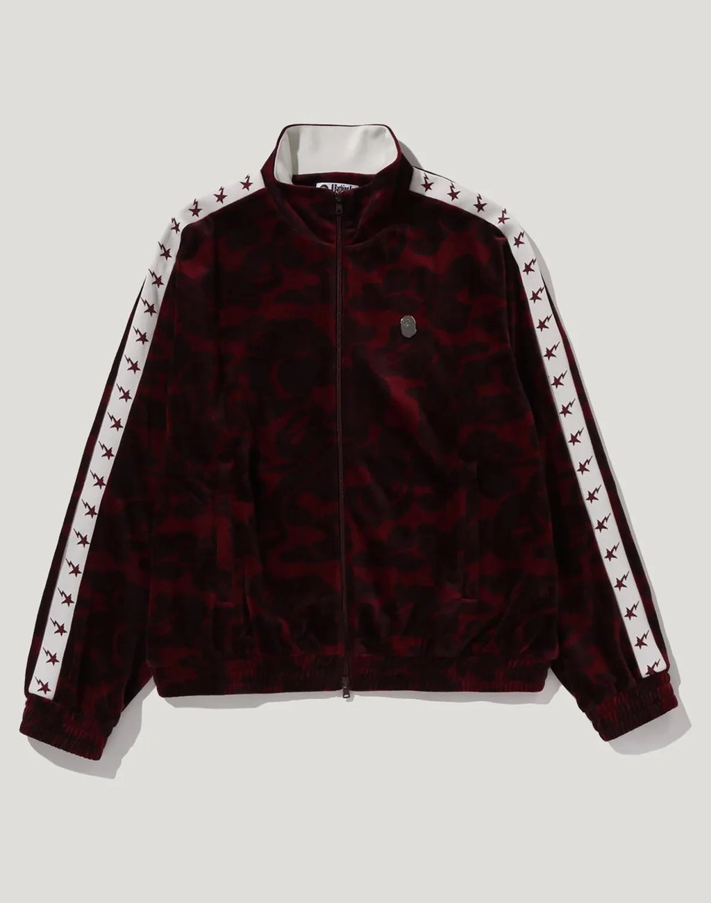 Men's Relaxed Velour Track Jacket - Burgundy