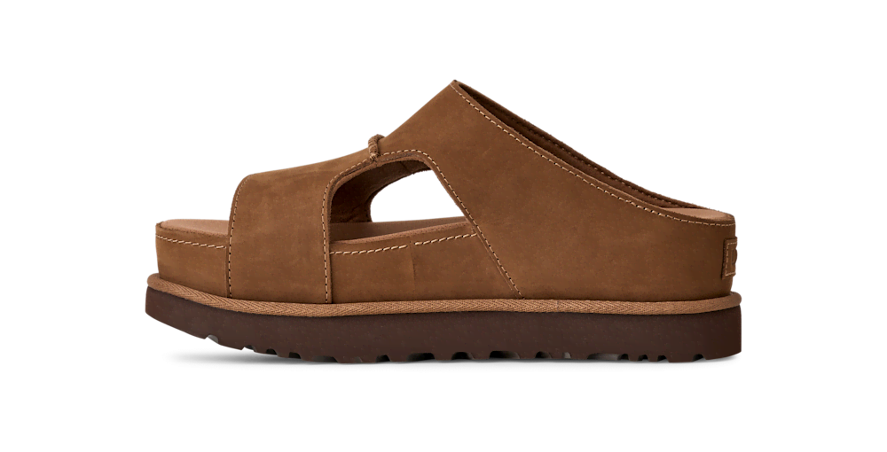 Women's Leather Cutout Platform Slide