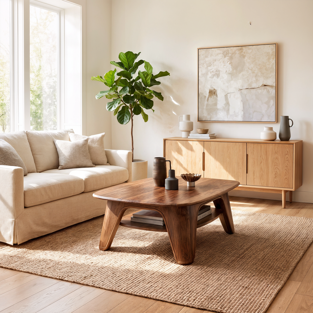 Modern Coffee Table With Curved Pillar Design For Living Room And Sitting Room