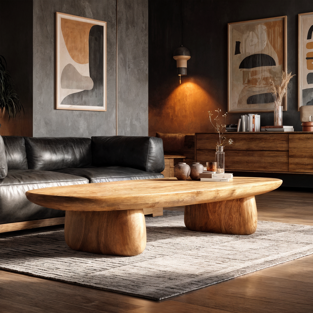 Contemporary Coffee Table With Artistic Column Form For Living Room And Lounge