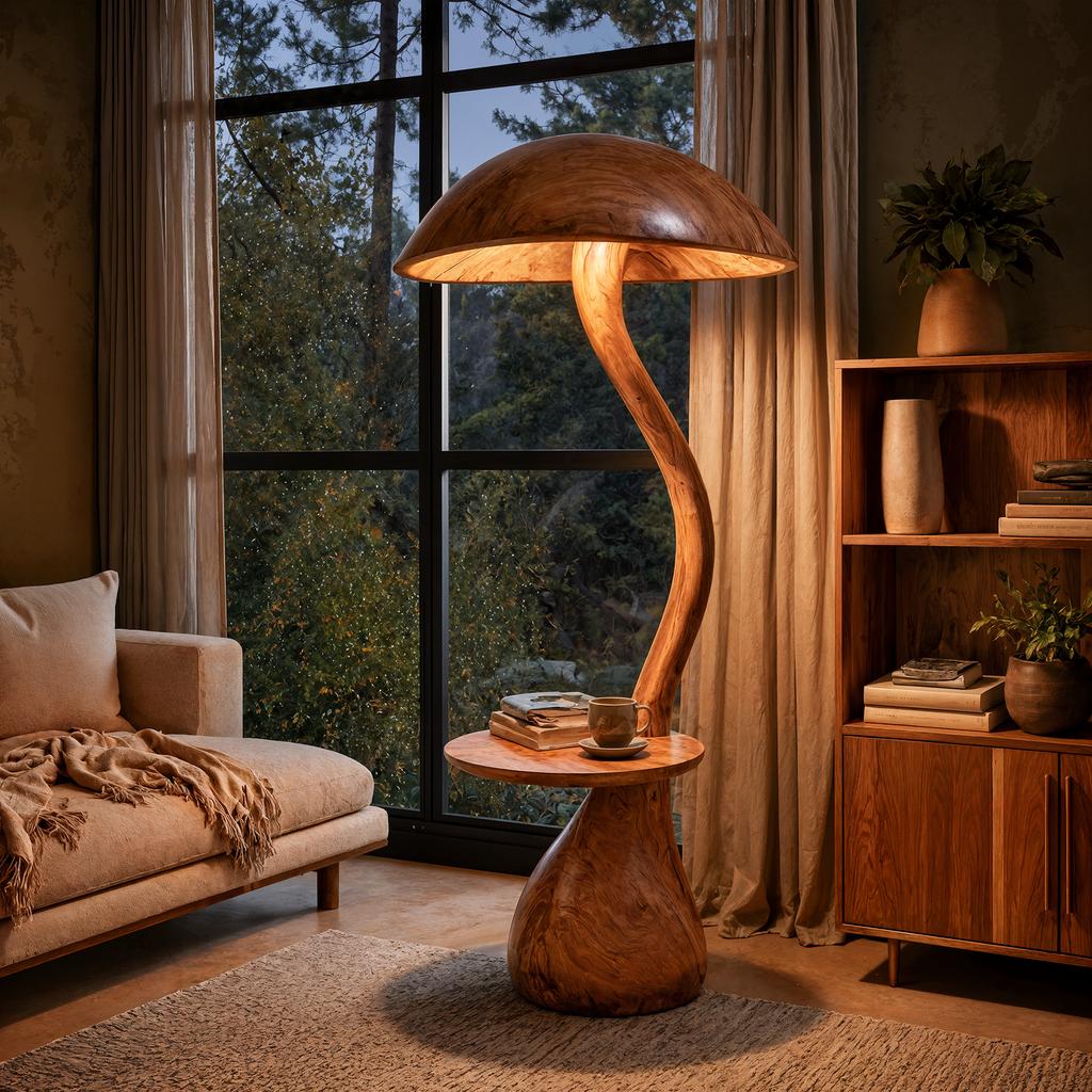 Modern Designer Floor Lamp With Mushroom Inspired Design For Living Room