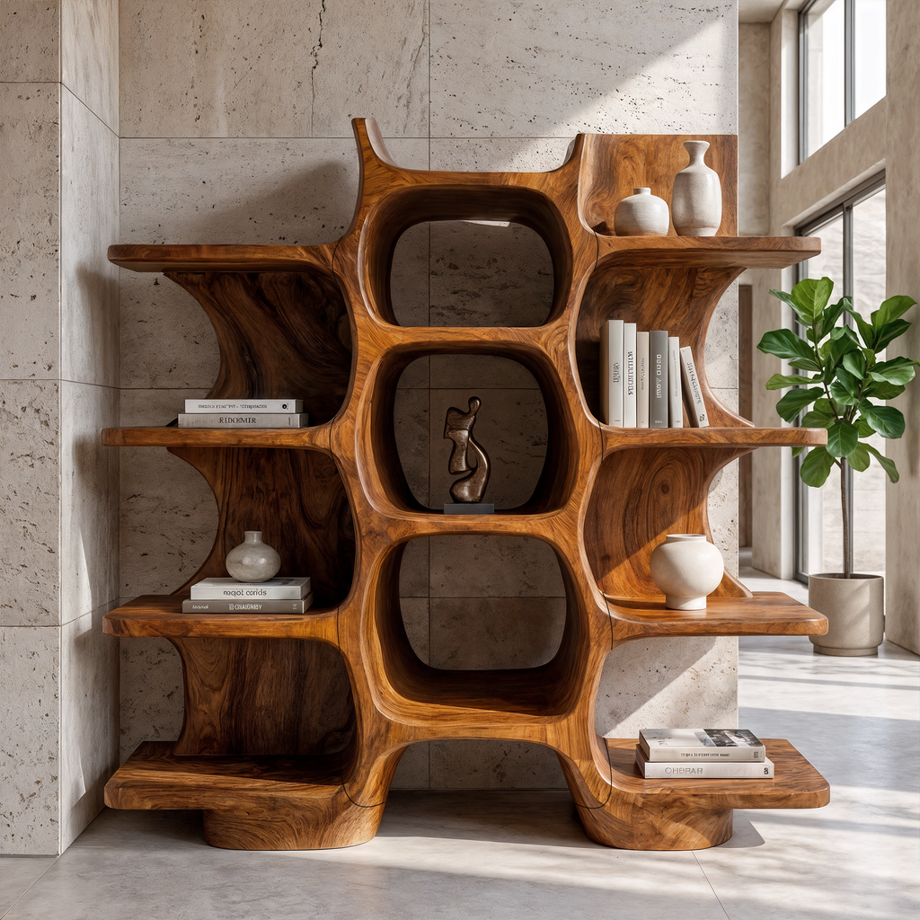 Minimalist Bookshelf Handcrafted Solid Wood Shelves For Home Office