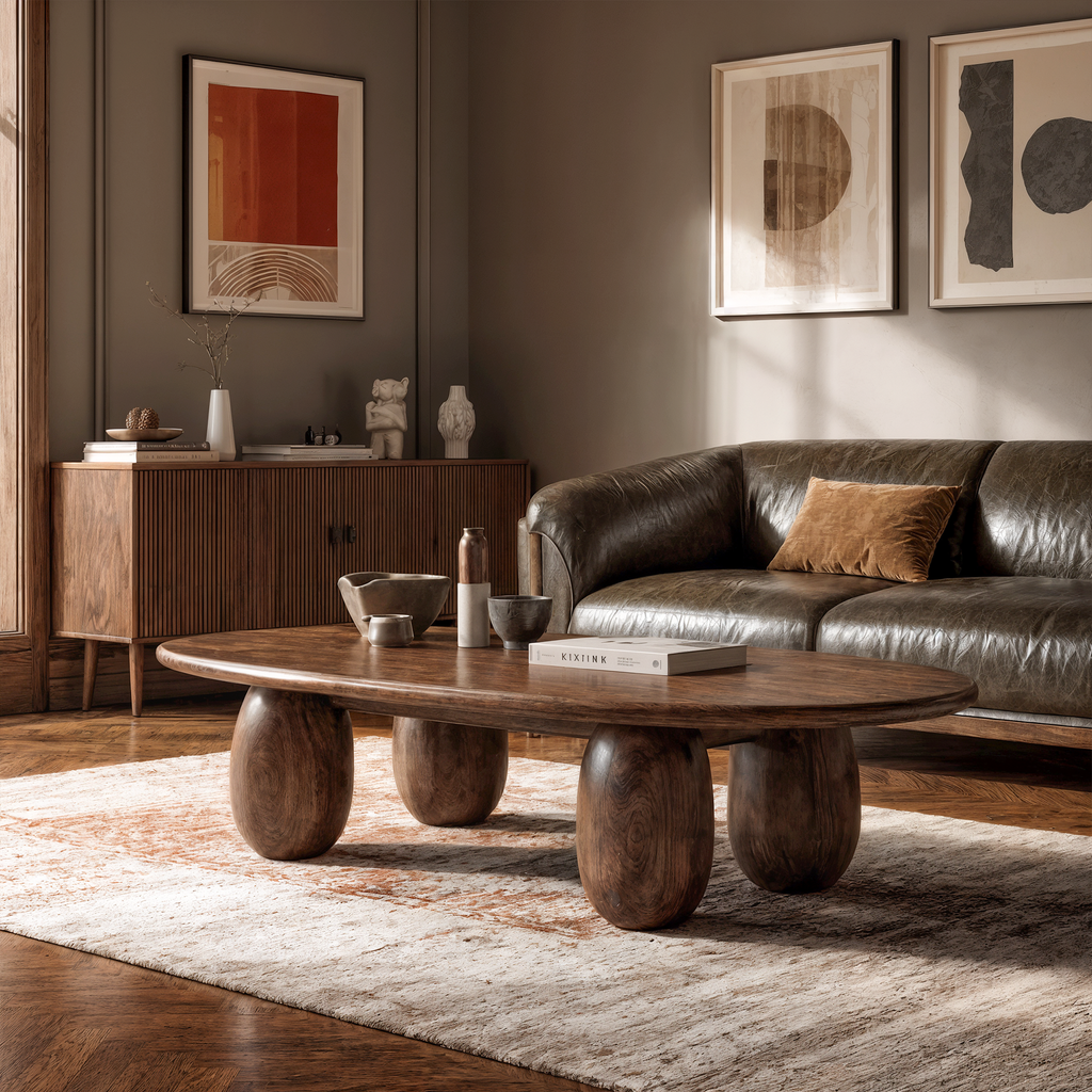 Organic Coffee Table With Sculptural Rounded Legs For Living Room And Lounge