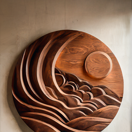 Modern Mountain Sun Wall Art Sculpture For Living Room