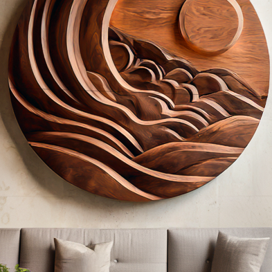Modern Mountain Sun Wall Art Sculpture For Living Room