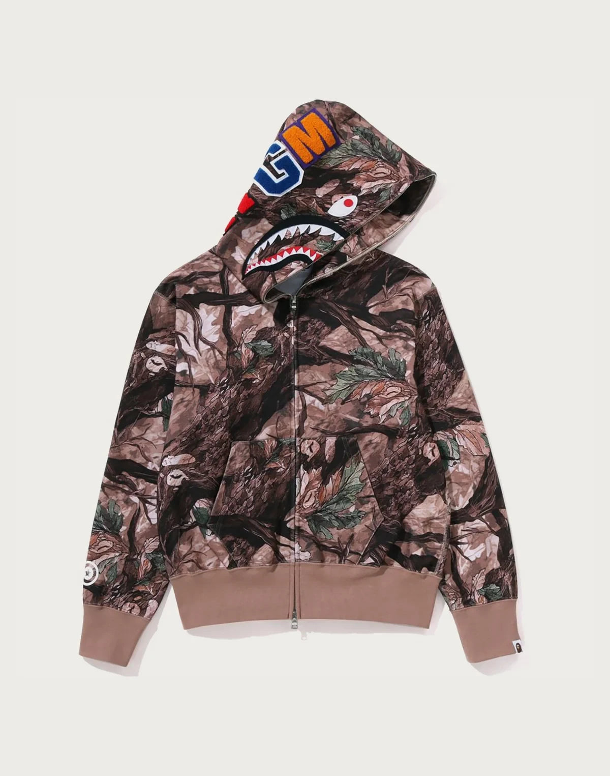 Camo Full-Zip Cotton Hoodie - White