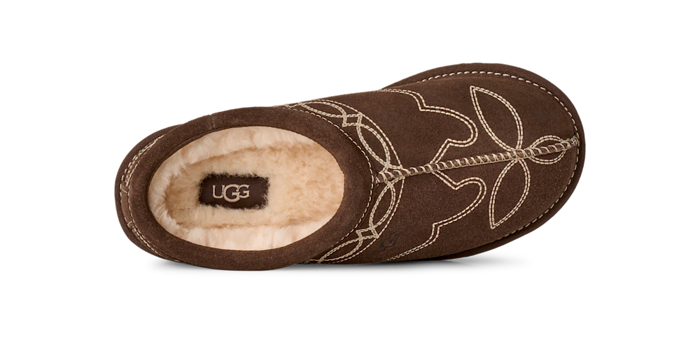 Women's Embroidered Suede Slipper - Burnt Cedar