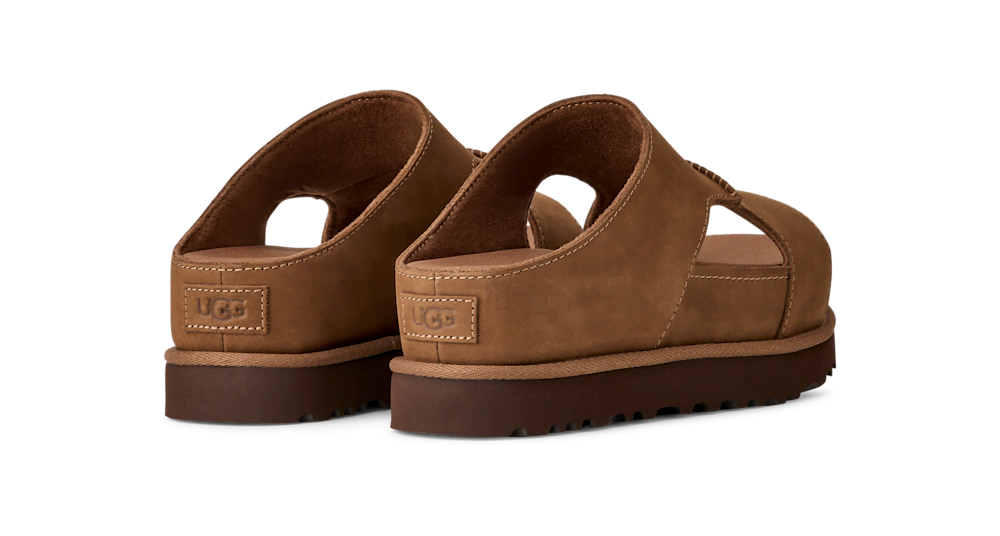 Women's Leather Cutout Platform Slide