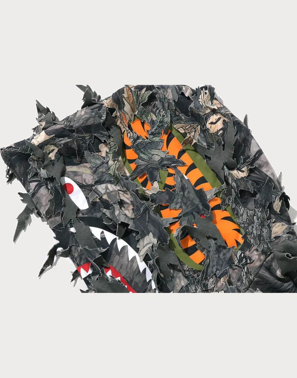 Cropped Laser-Cut Camo Full-Zip Hoodie - Brown