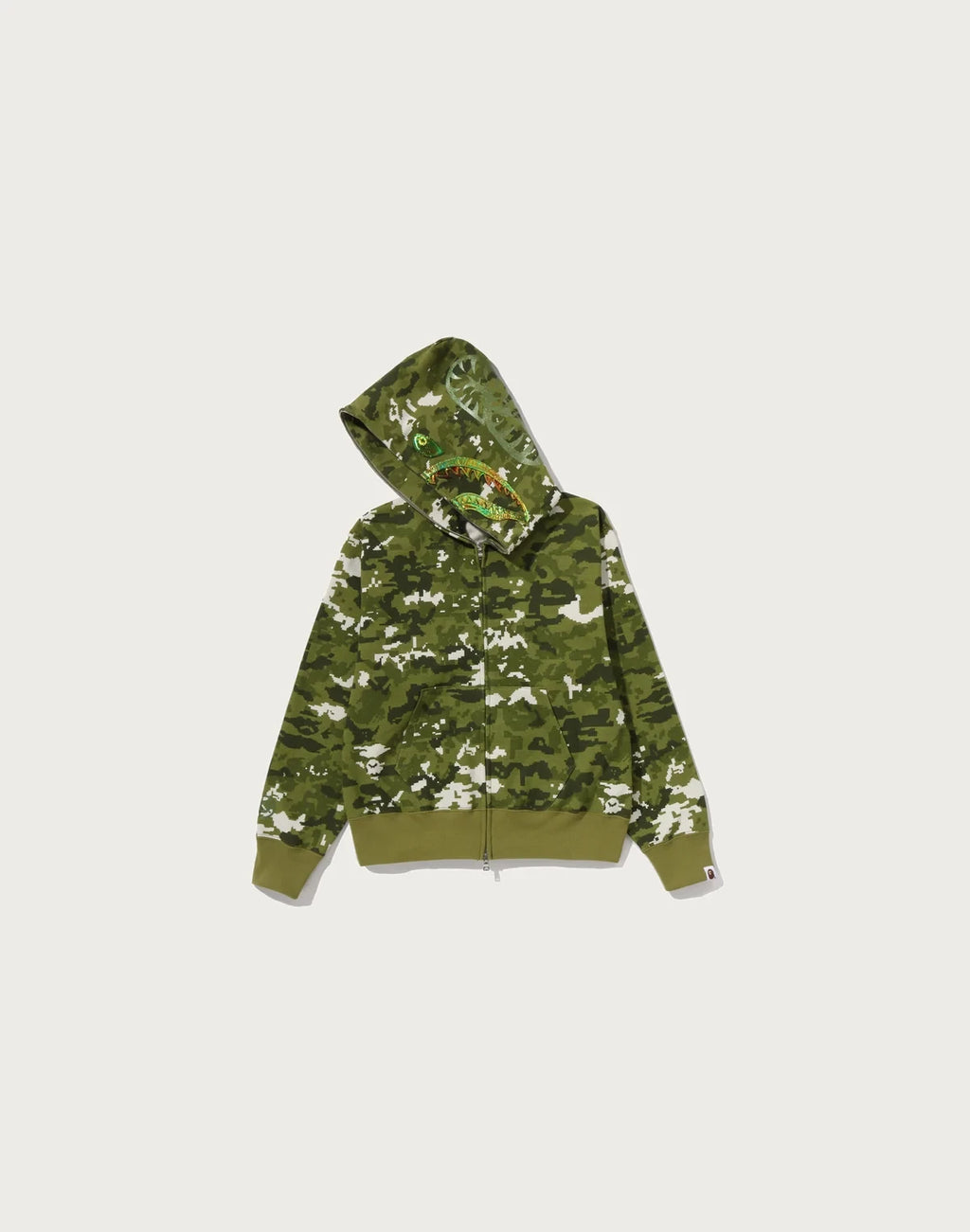 Pixel Camo Full-Zip Graphic Hoodie - Green