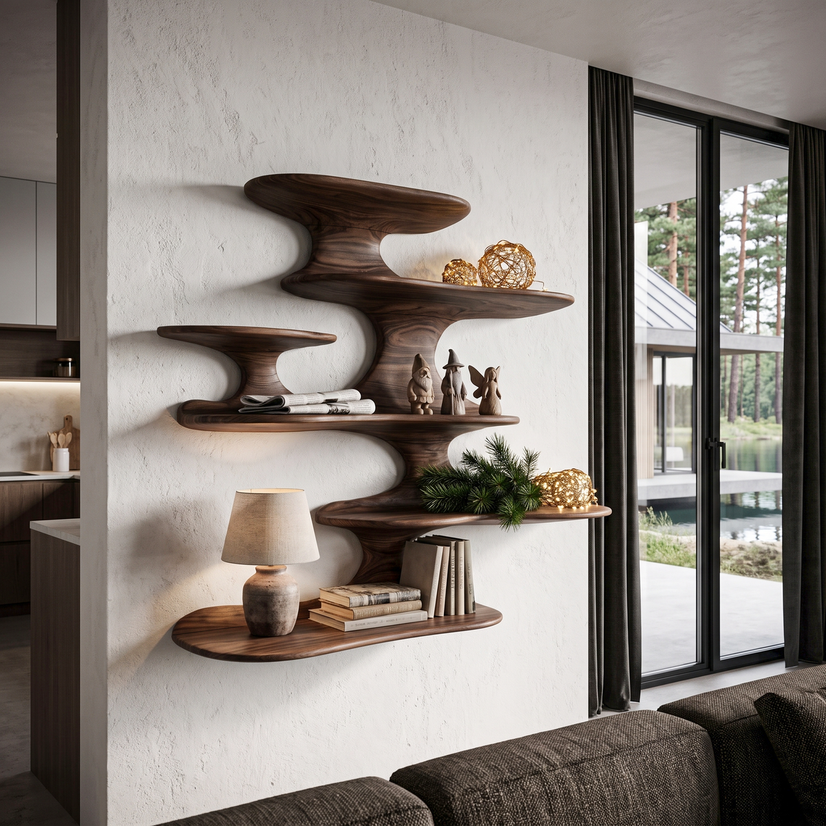 Minimalist Floating Shelf Handcrafted Solid Wood Design For Bedroom