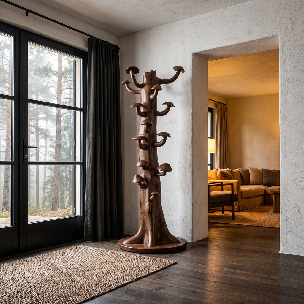 Rustic Freestanding Tree Coat Rack Wooden Hall Tree For Entryway Hallway
