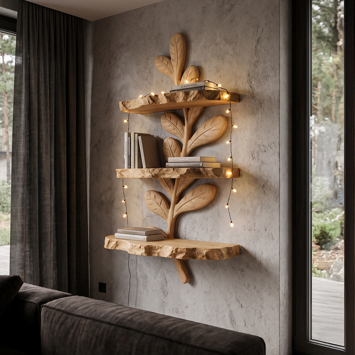 Modern Floating Shelf Handcrafted Solid Wood Design For Home Office