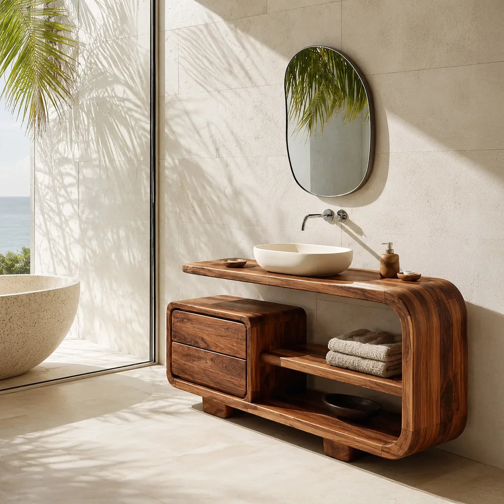 Modern Rounded Open Frame Bathroom Vanity For Bathroom