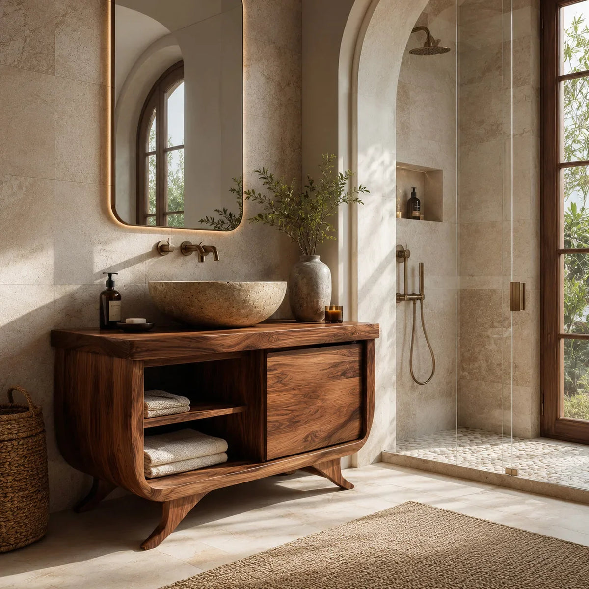 Modern Sculptural Frame Bathroom Vanity For Master Bathroom