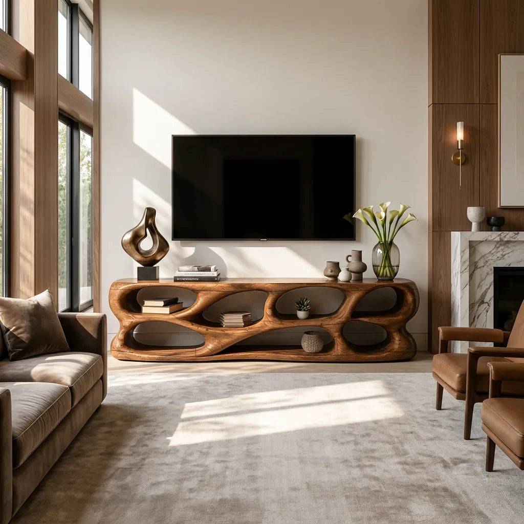 Modern TV Stand Open Storage Loop Design Open For Living Room
