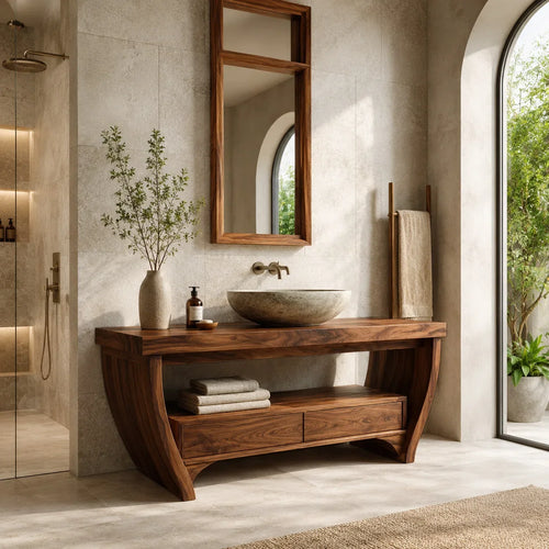 Contemporary Curved Leg Bathroom Vanity For Master Bathroom