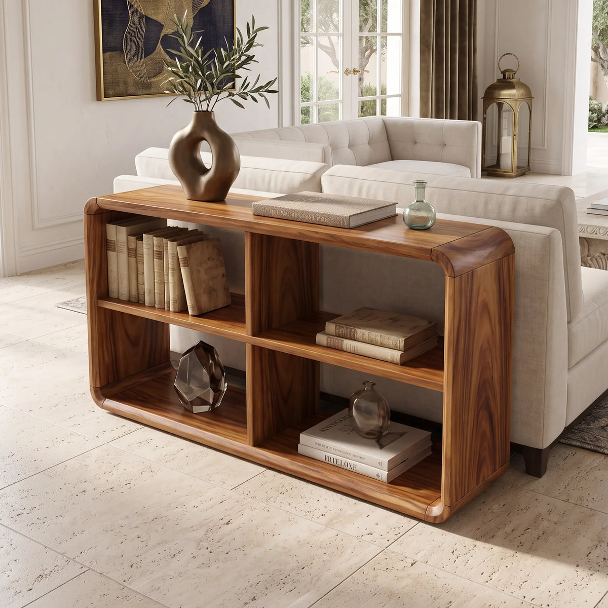Minimalist Open Shelf Console For Sofa Area