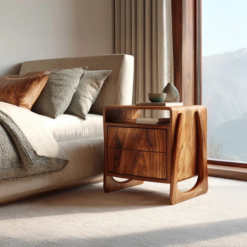 Contemporary Soft Open Frame Nightstand For Bedroom