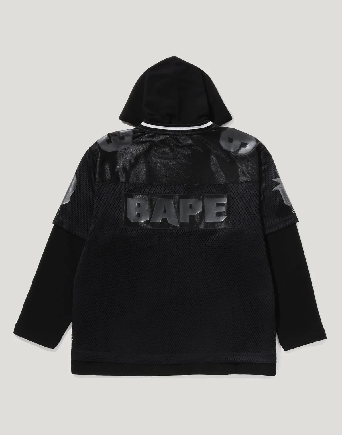 Men's Mesh-Layered Relaxed Pullover Hoodie - Black