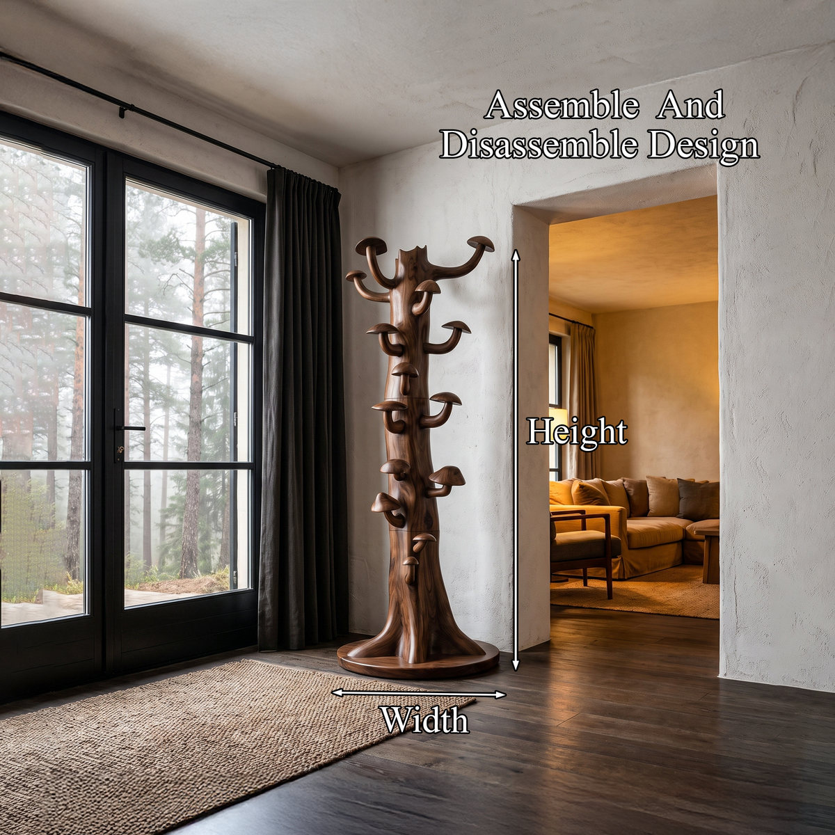 Rustic Freestanding Tree Coat Rack Wooden Hall Tree For Entryway Hallway