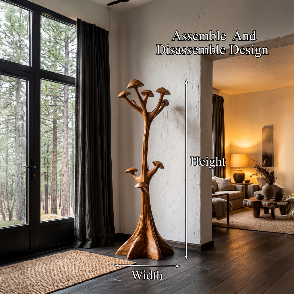 Modern Sculptural Tree Coat Rack Freestanding Design For Entryway Hallway
