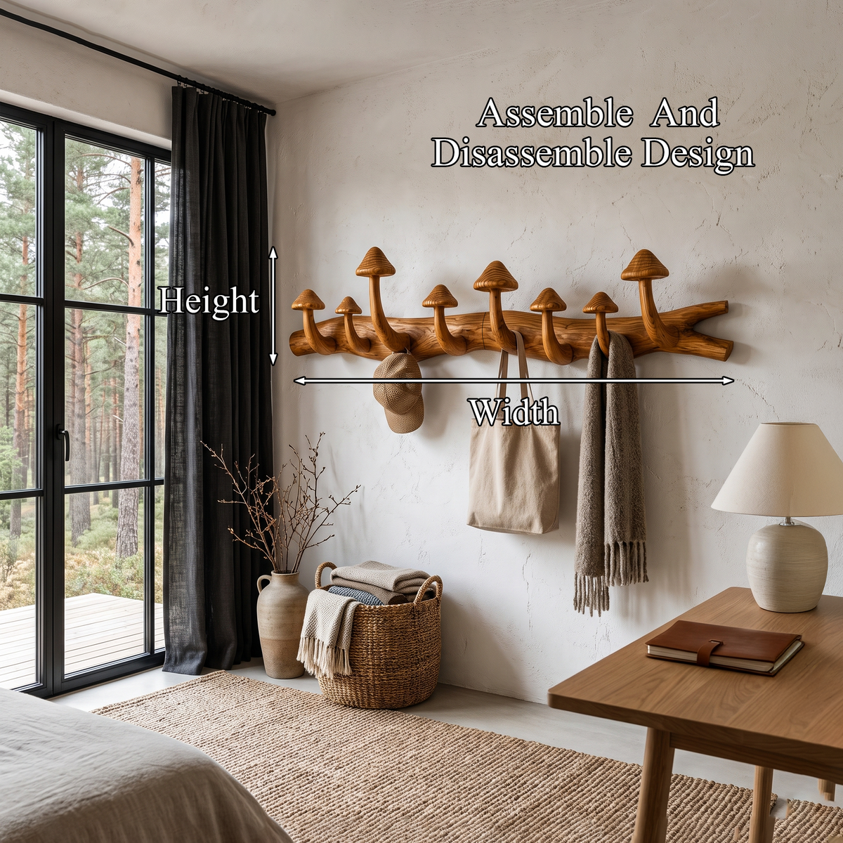 Rustic Wall Mounted Coat Rack Hook Organizer For Entryway Hallway