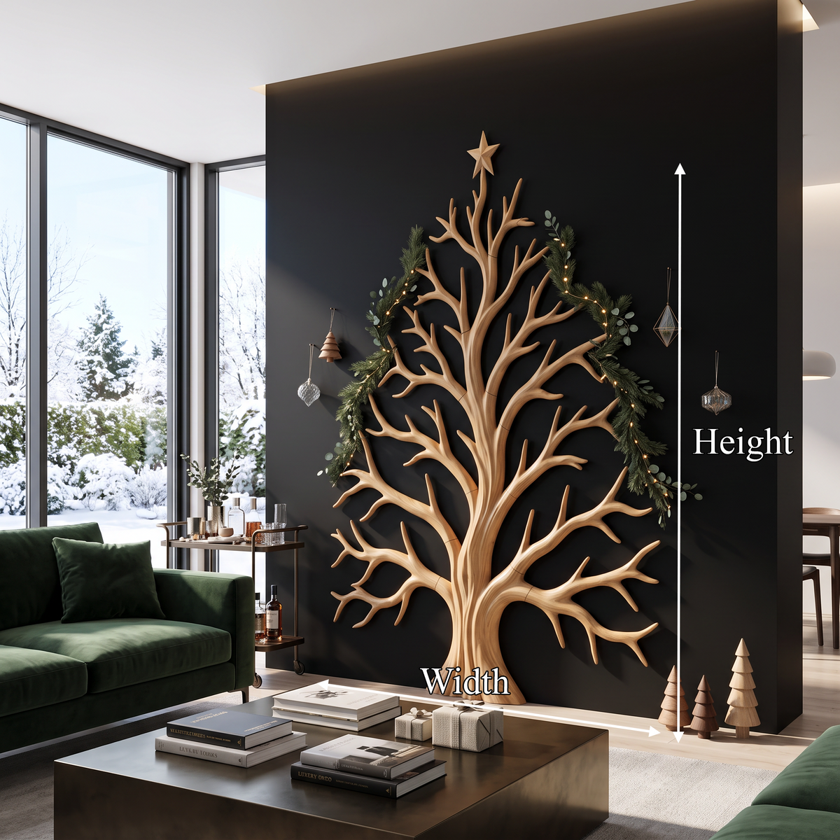 Contemporary Christmas Wall Decor With Artistic Tree Silhouette For Hallway