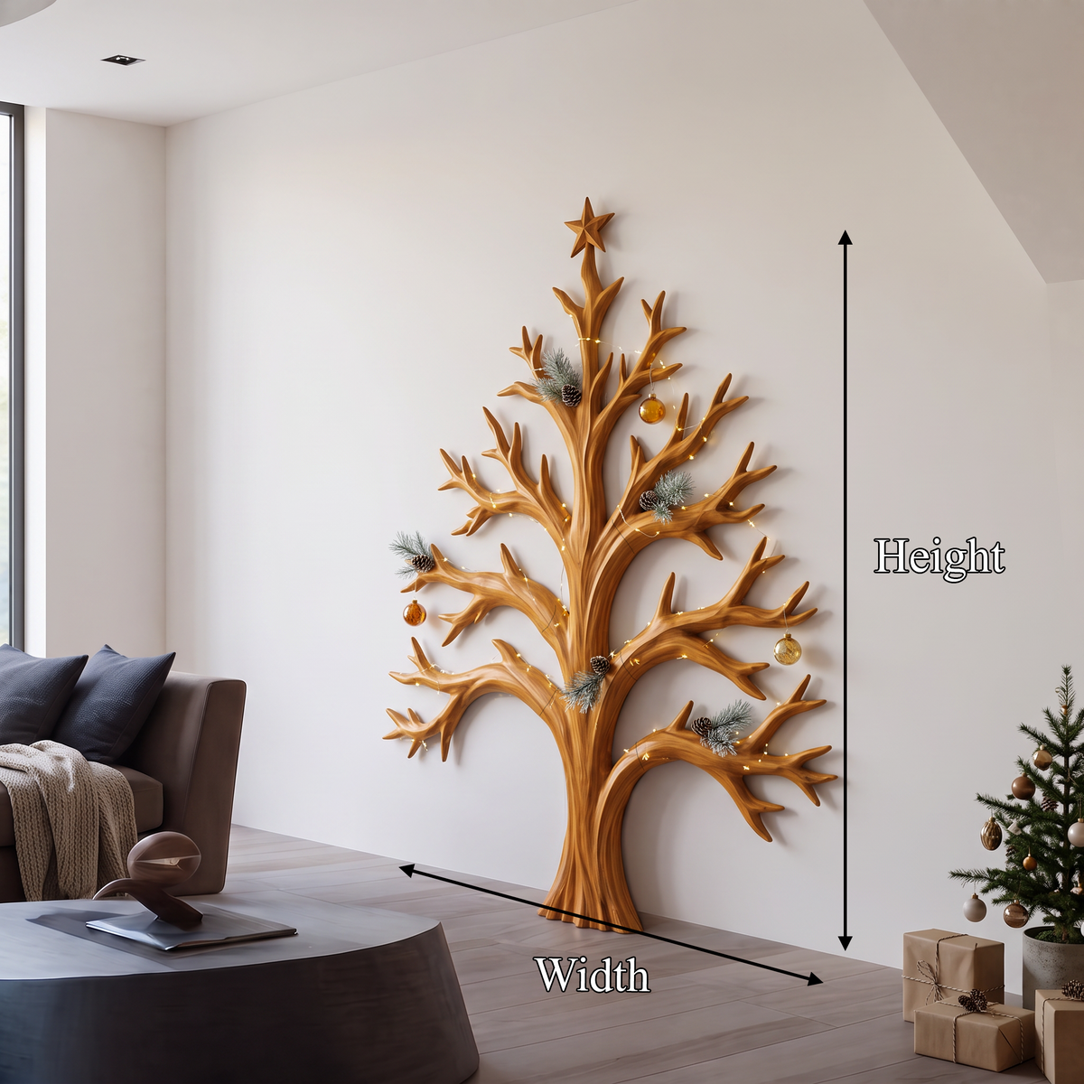 Natural Christmas Tree Wall Decor With Twisted Tree Branches For Entryway