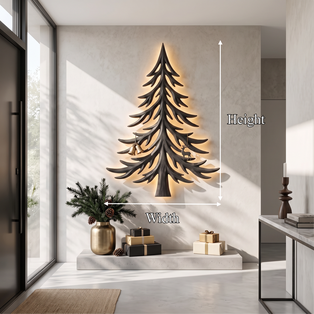 Modern Christmas Holiday Wall Decor With Layered Pine Branch Design For Living Room