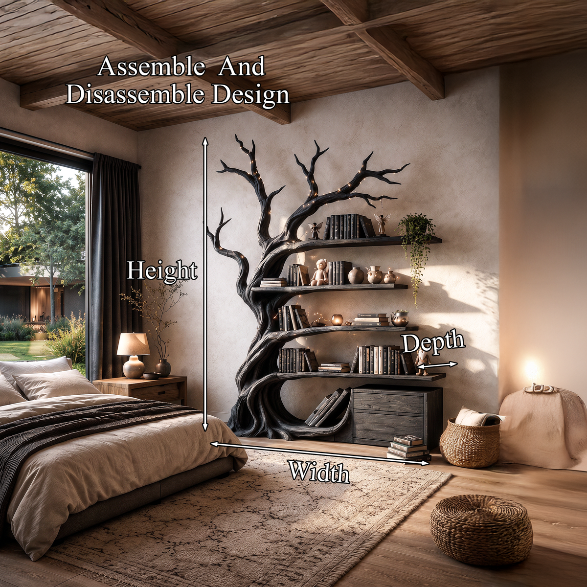 Modern Tree Bookshelf Handcrafted Branch Shelves For Home Library