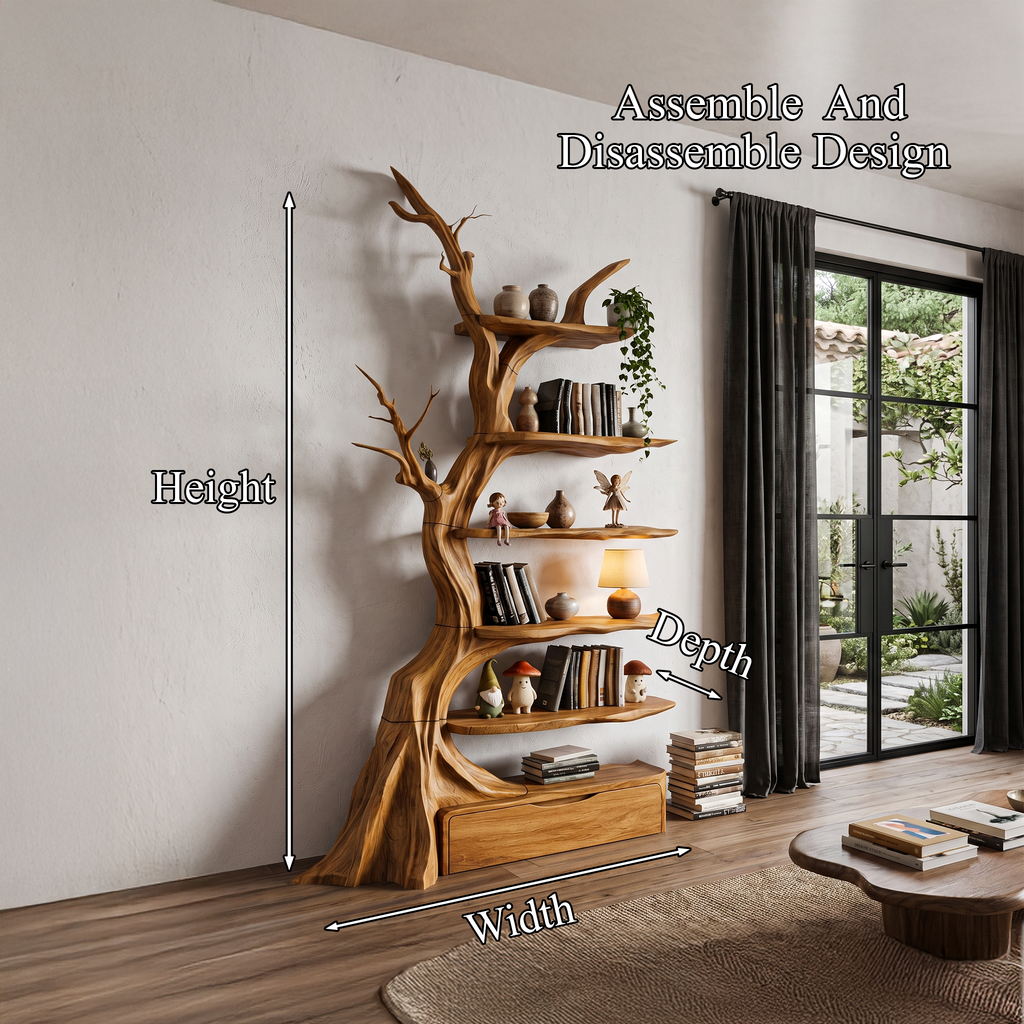 Organic Tree Bookshelf Handcrafted Sculptural Design For Living Room