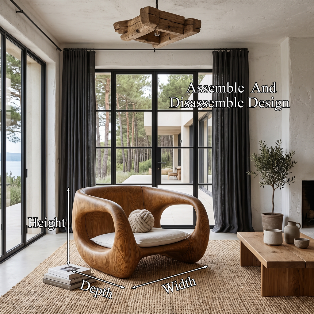 Contemporary Sculptural Chair With Flowing Armrest Design For Living Room