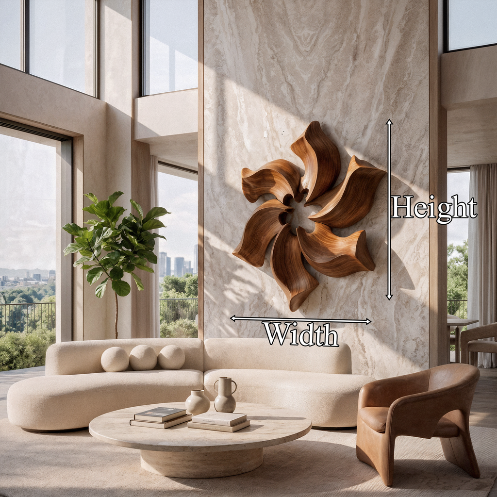 Sculptural Pinwheel Flower Wall Decor For Living Room And Foyer