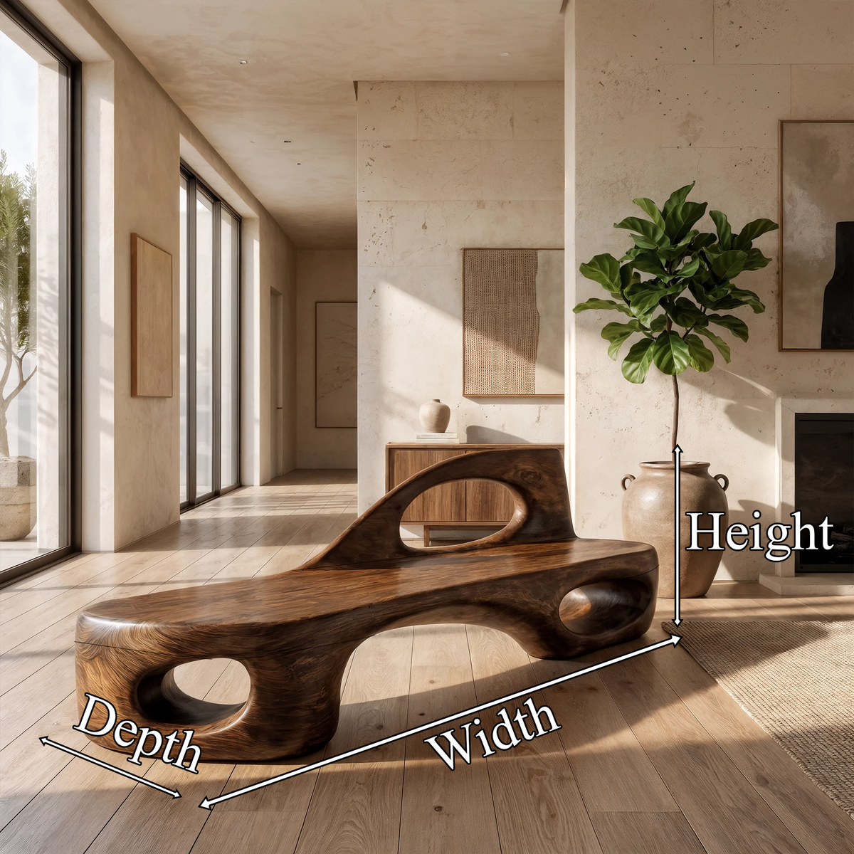 Minimalist Bench Handcrafted Organic Design For Entryway Hall