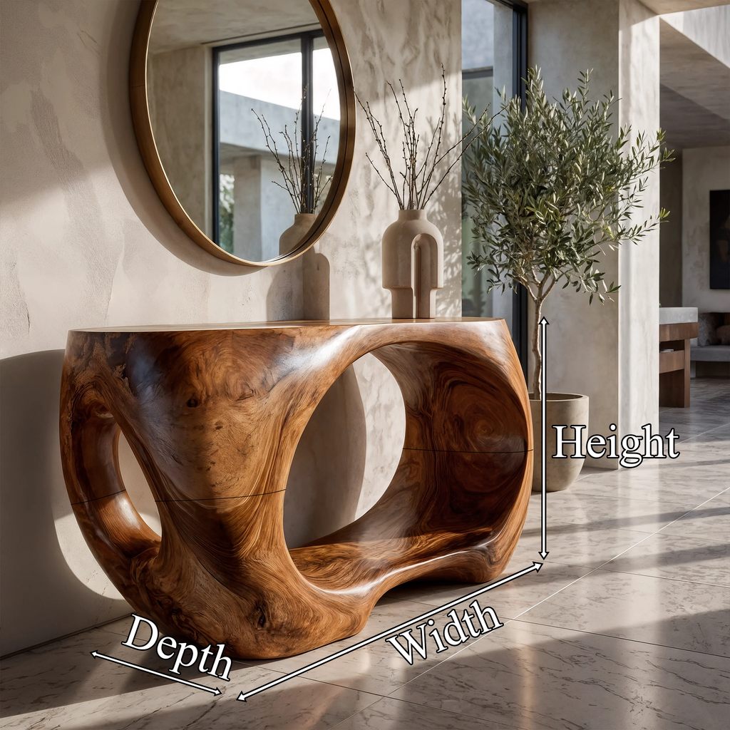 Sculptural Console Table Organic Double Arch Base Design For Entryway Foyer Hallway