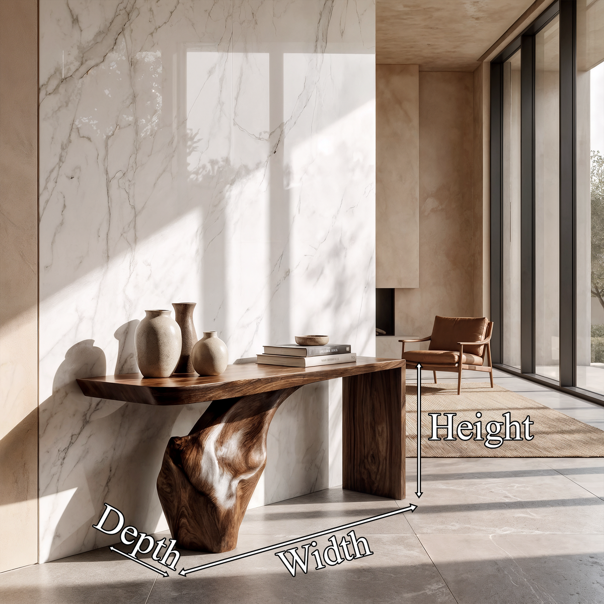 Organic Console Table Tree Root Base Design For Entryway Hallway