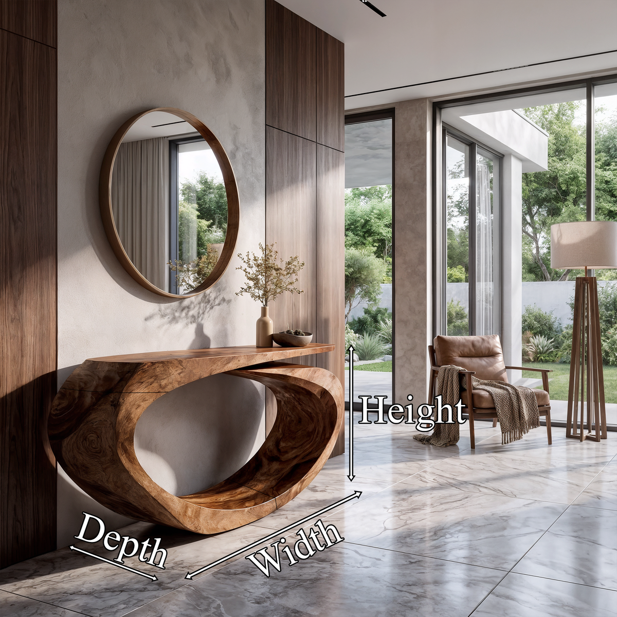 Sculptural Console Table Asymmetrical Hollow Base Design For Entryway