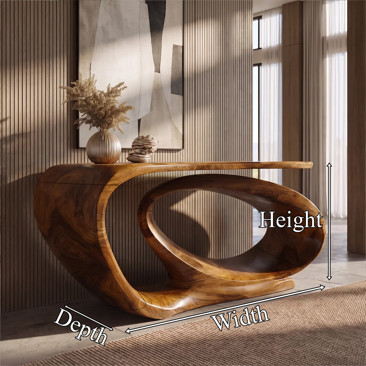 Console Table Sculptural Open Loop Base For Entryway Foyer Hallway