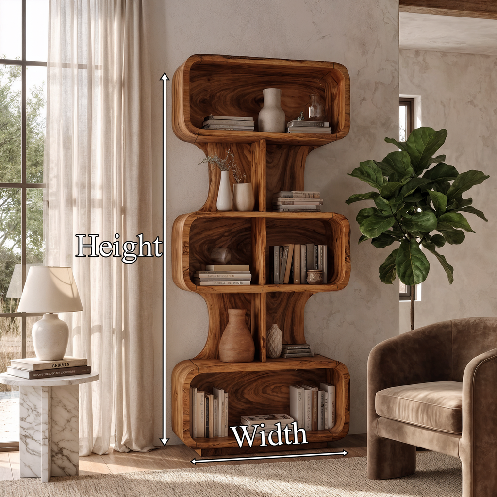 Mid Century Bookshelf Handcrafted Solid Wood Design For Home Office