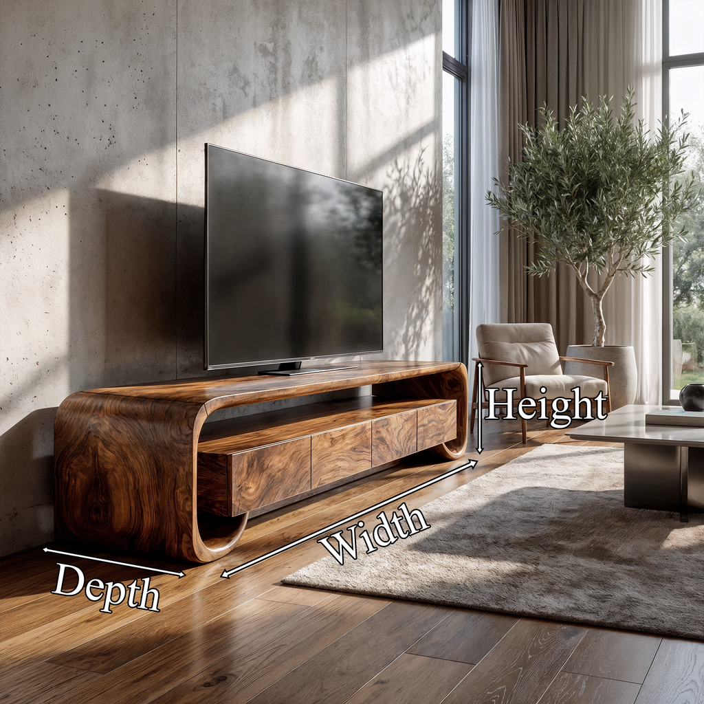 Modern TV Cabinet With Minimal Organic Design For Living Room And Lounge