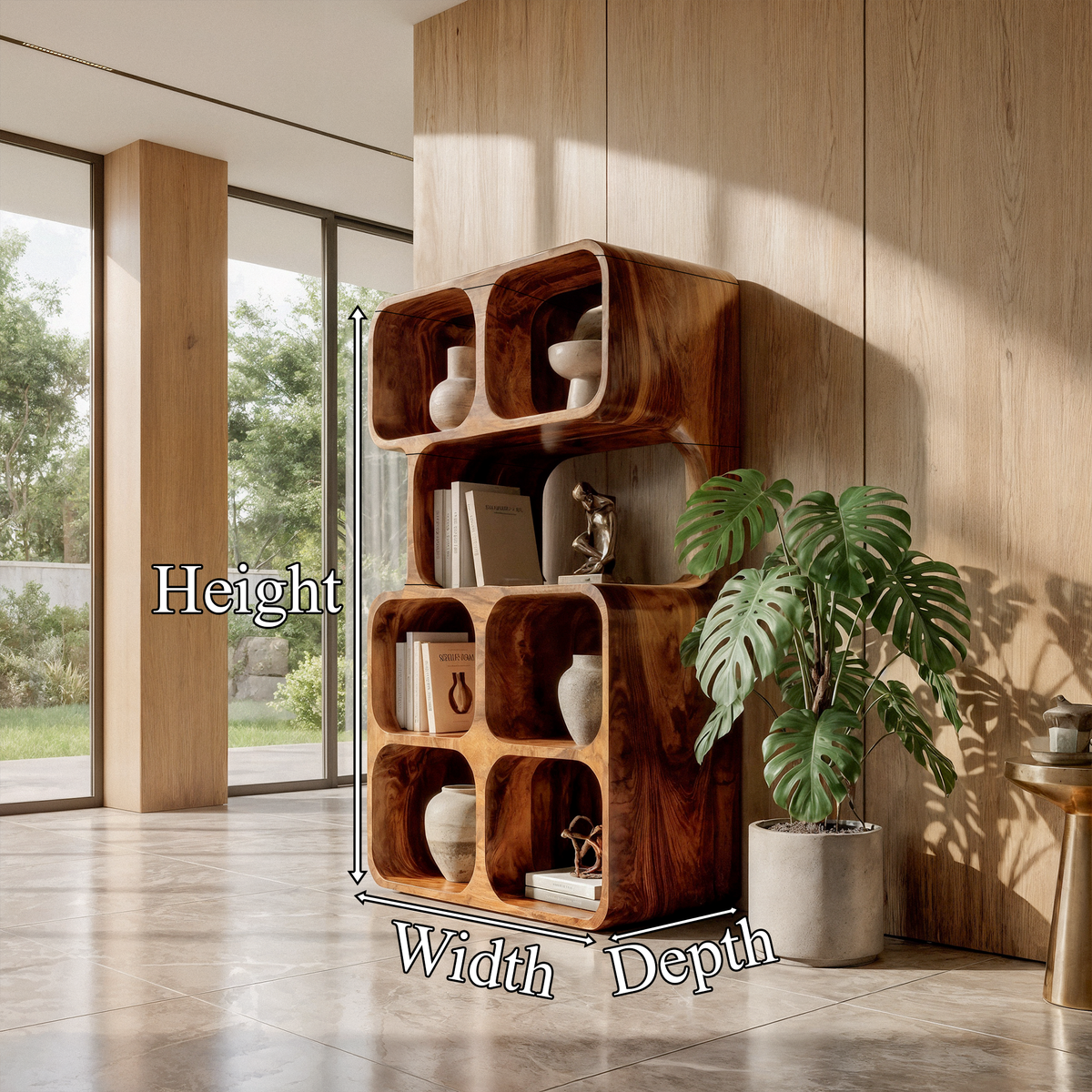 Statement Leaning Bookshelf Handcrafted Organic Wood Design For Modern Home