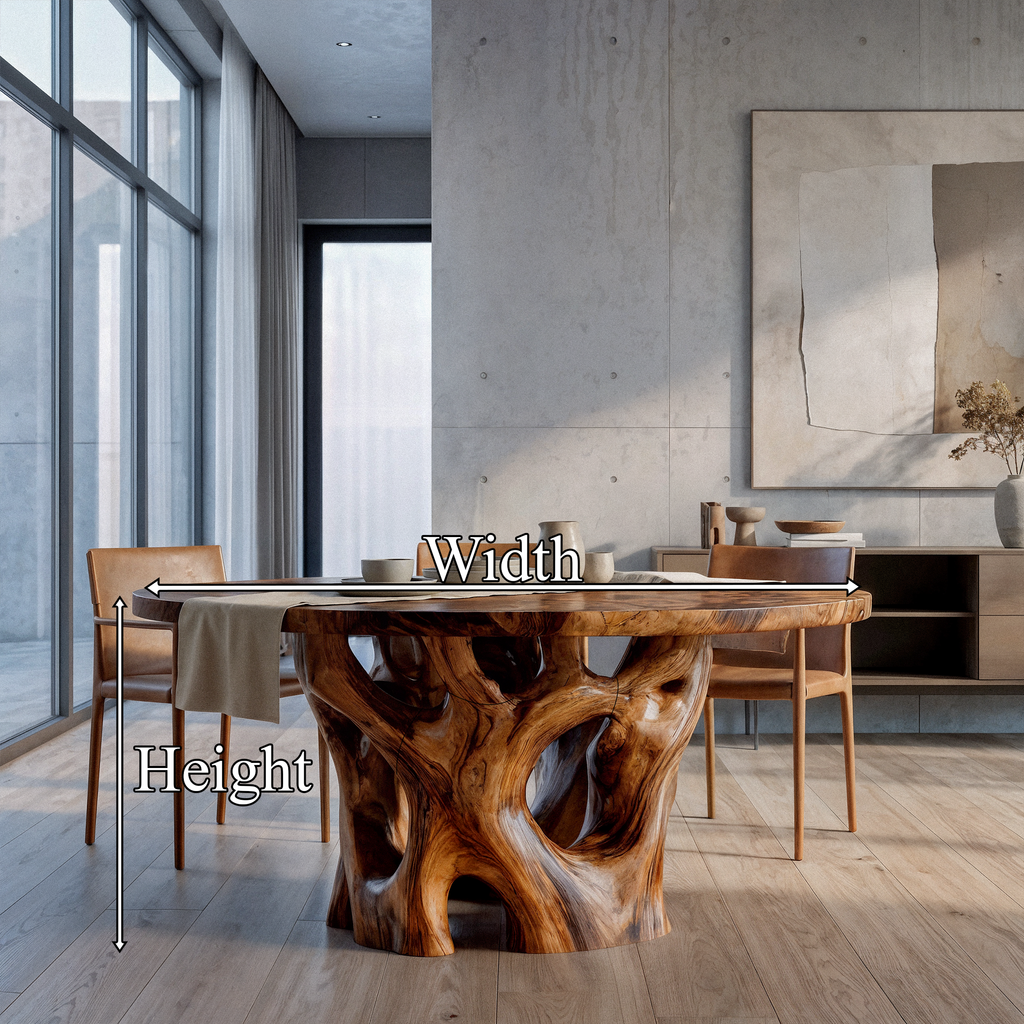 Organic Round Dining Table With Nature Inspired Cutout Form For Dining Room And Breakfast Nook