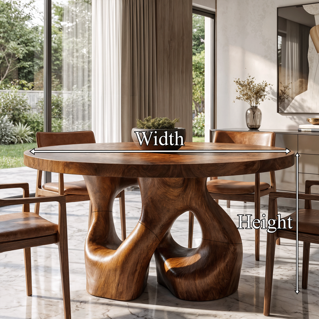 Organic Round Dining Table With Interwoven Branch Design For Dining Room And Kitchen
