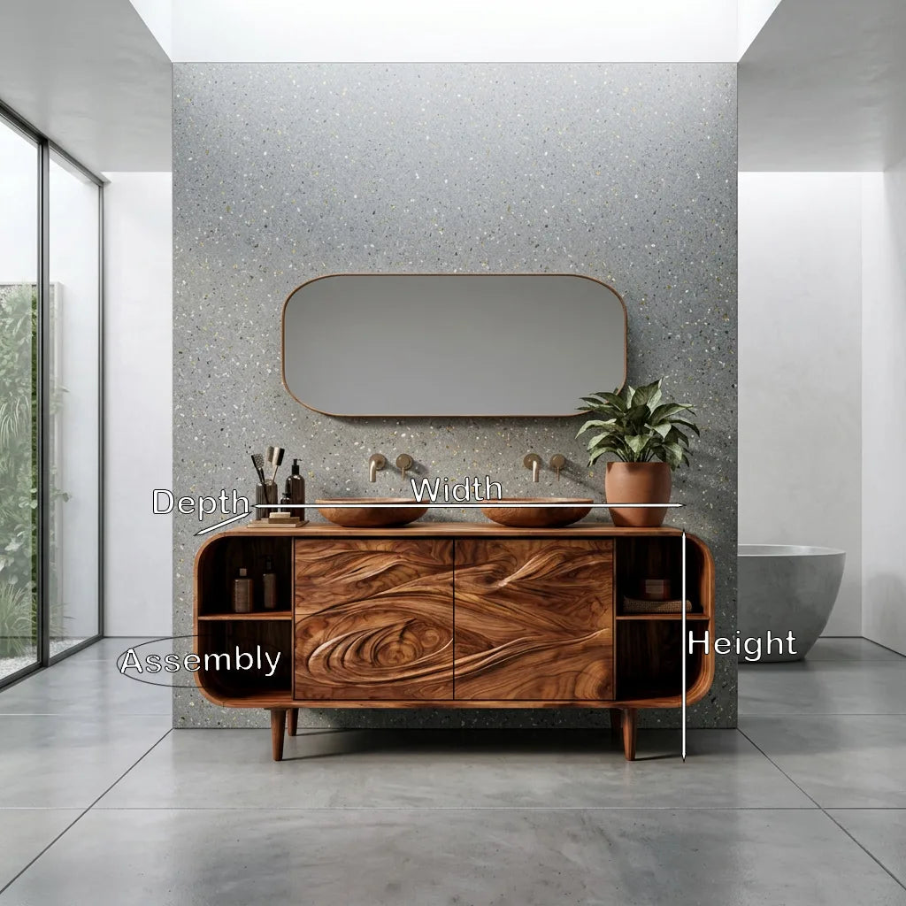 Mediterranean Sculptural Carved Bathroom Vanity For Master Bathroom