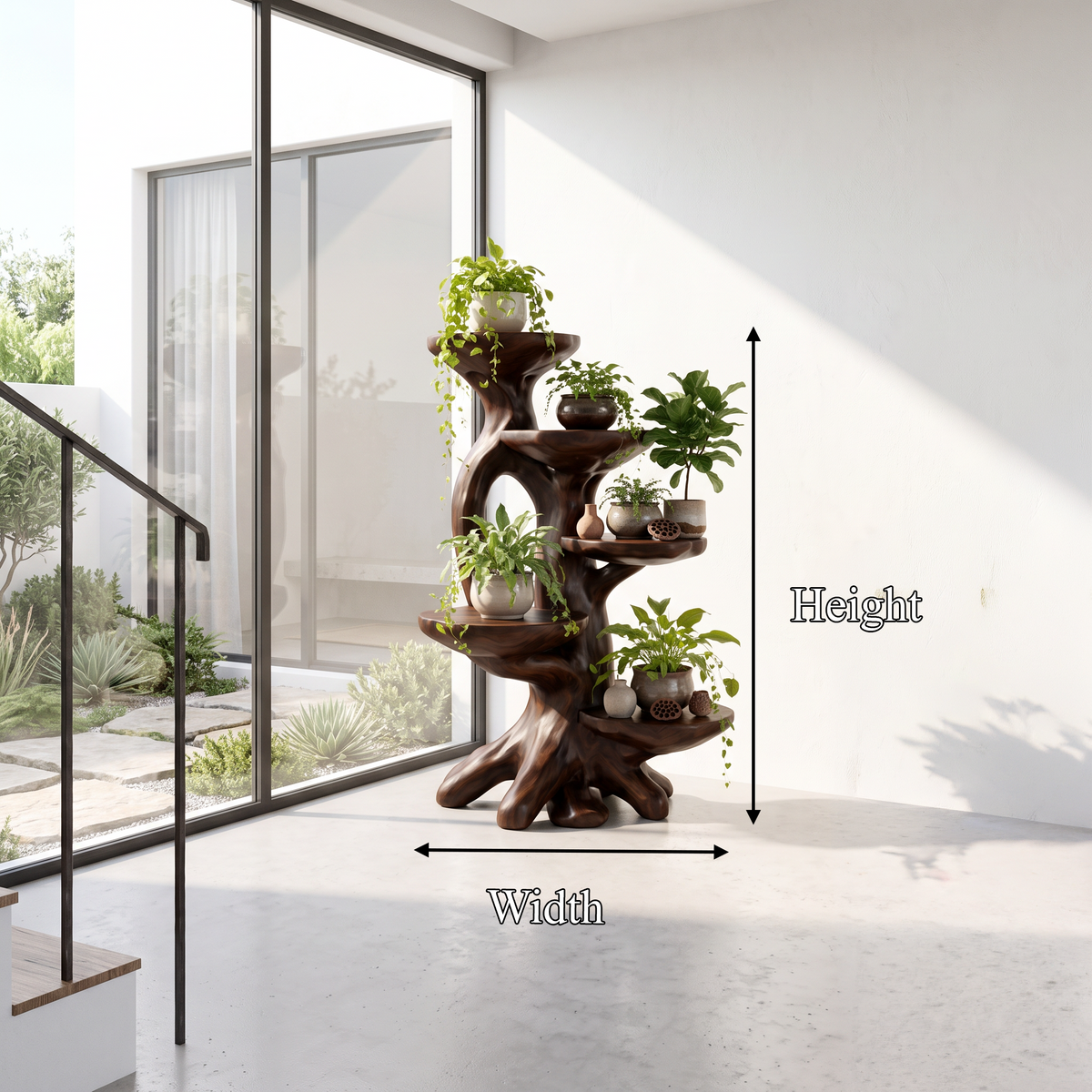 Modern Plant Stand With Sculptural Platforms For Living Room