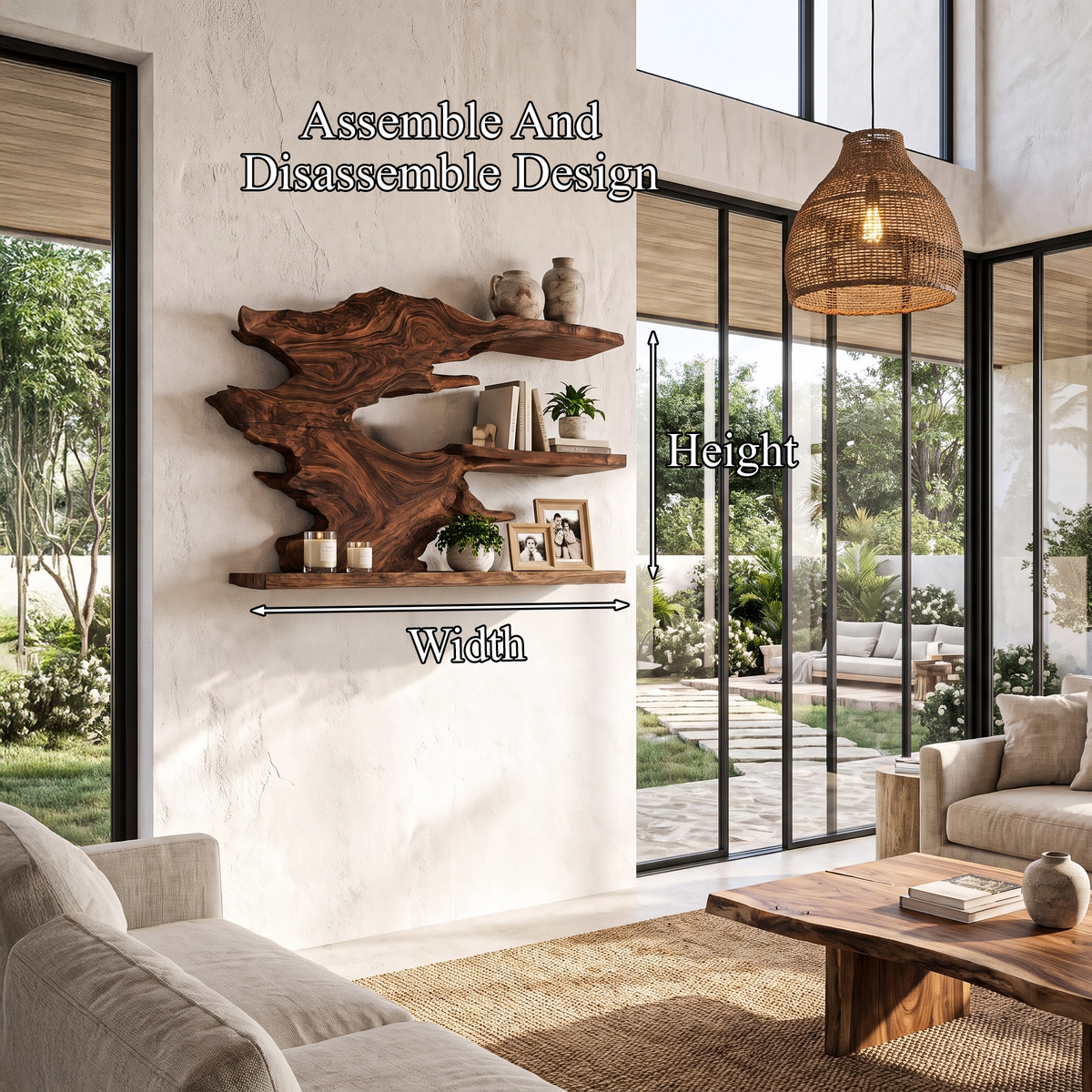 Organic Floating Shelf Display Shelves For Living Room