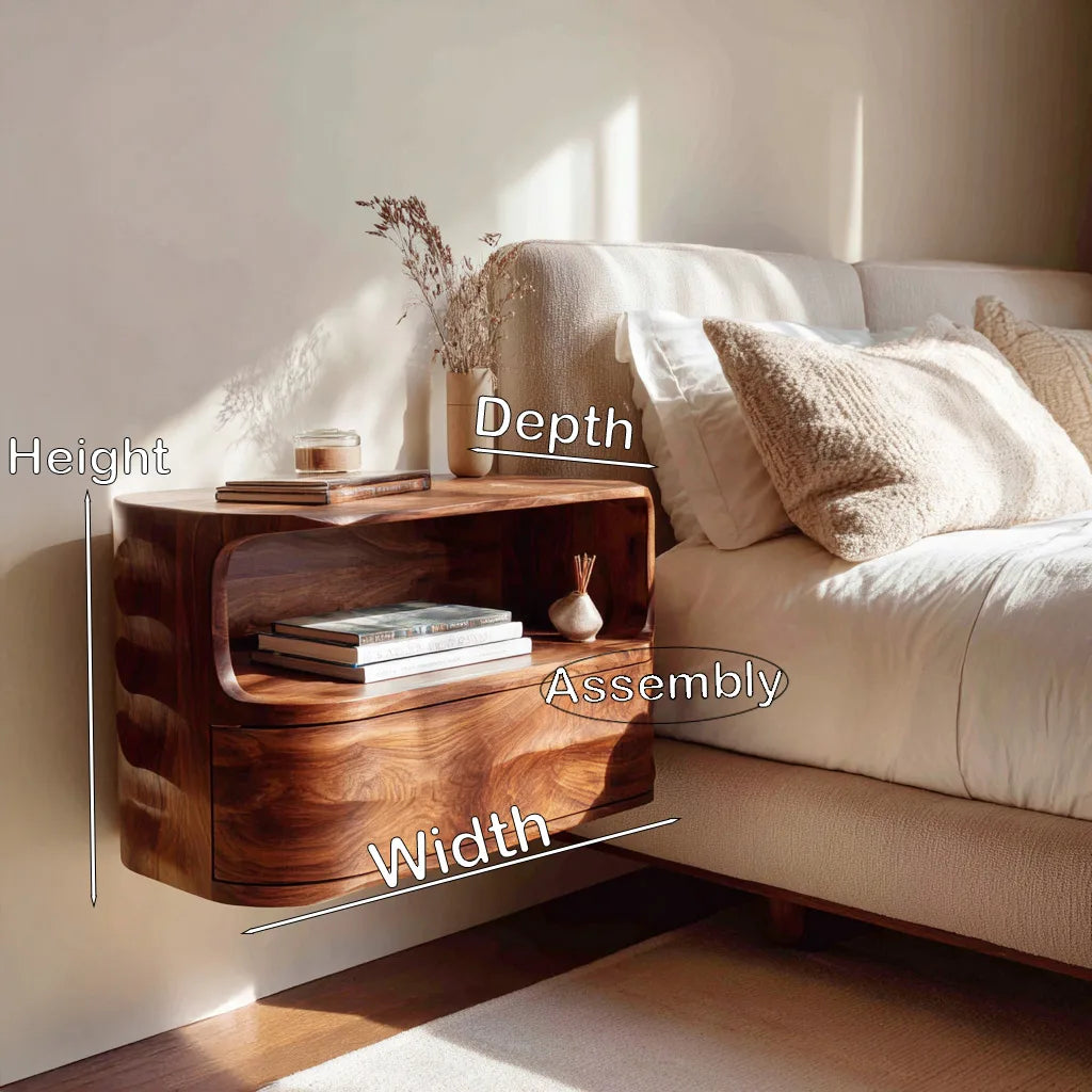 Modern Floating Open Shelf Nightstand For Bedroom
