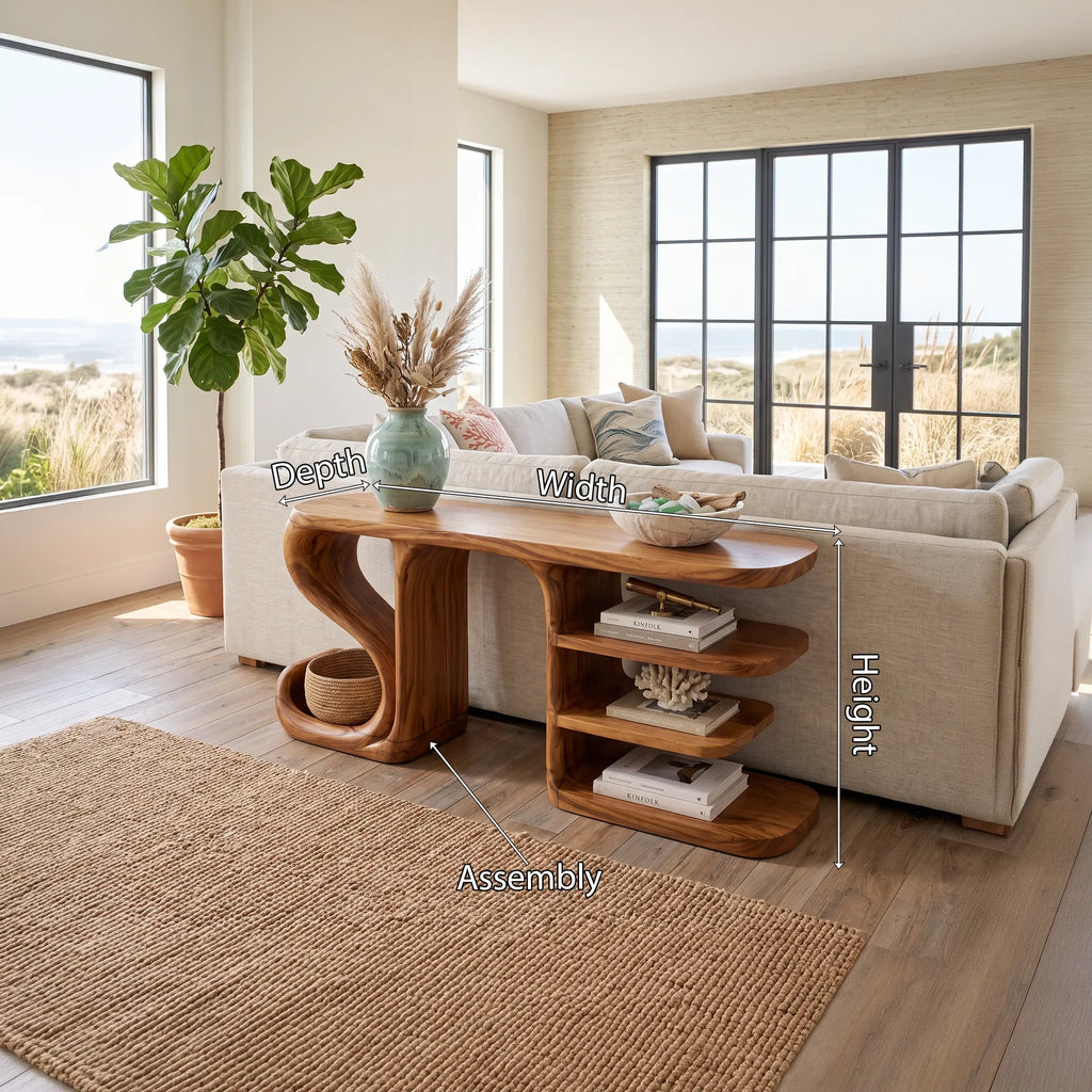 Organic Flow Console Table For Contemporary Hallway